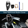 Gear Shift Knob Button Cover for BMW Carbon Fiber Black Center Console 1 Set