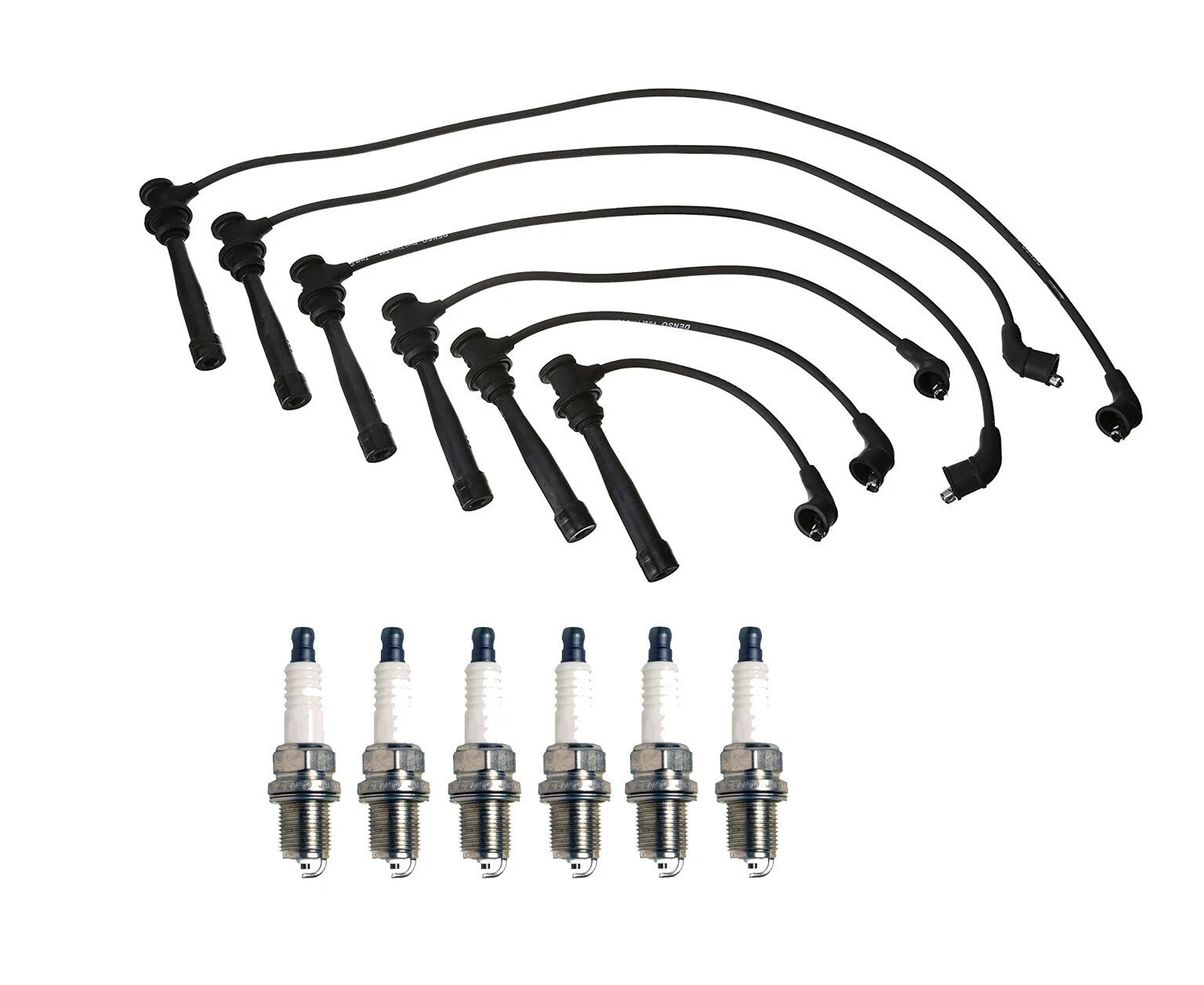 Denso 7mm Wire Set & 6 U-Groove Spark Plug Kit for Hyundai Kia (2.5–2.7 V6)