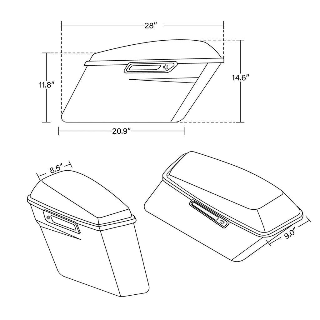 Saddle Bags with Brackets for Harley Heritage Softail (1984–2017)