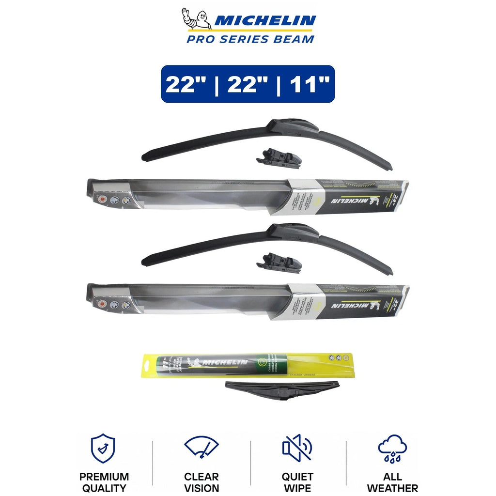 Set of 3 Michelin Pro Series Beam Wiper Blades for Ford (2018–2024)