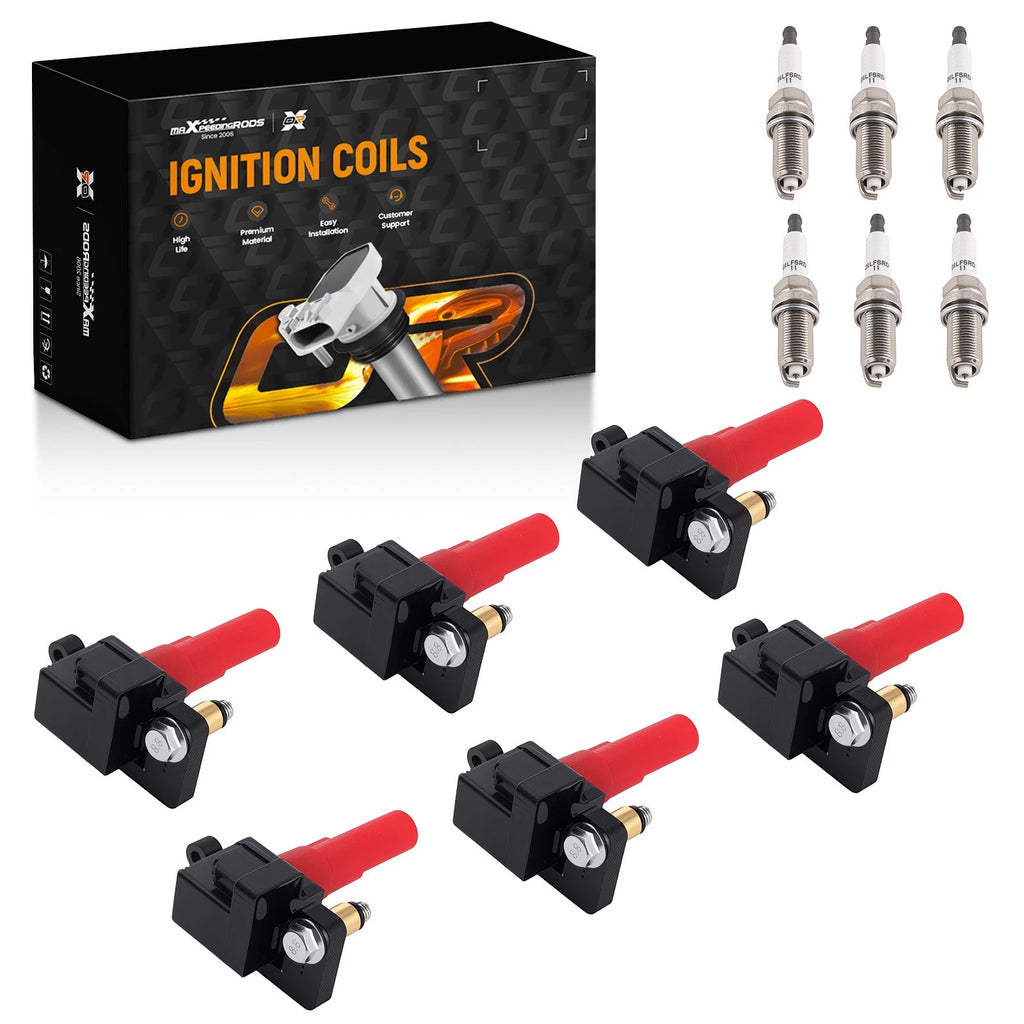 Set of 6 Ignition Coils and Spark Plugs for Subaru Legacy H6 (2008–2009)