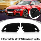 1 Pair Glossy Black Rear View Mirror Cover Caps for Volkswagen Golf 6 (2009–2012)