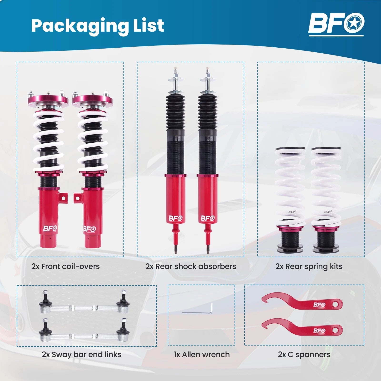 24 Way Adjustable Damper Coilovers for BMW 3-Series 325i 328i 335i (2006–2013)