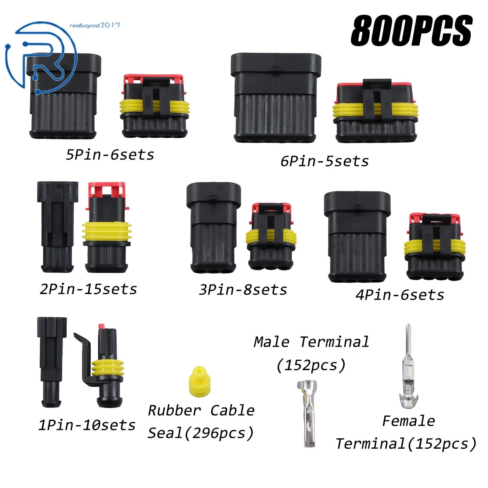 800 Pcs Waterproof Electrical Wire Connectors Plug Kit (Universal)