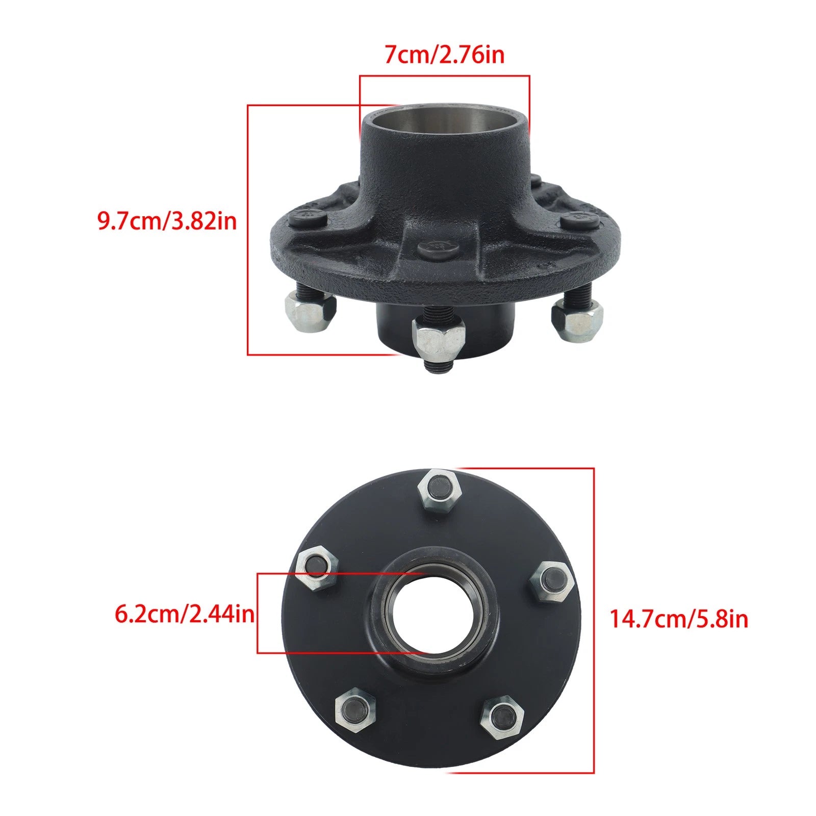 Set of 2 Trailer Hub Kits for 5x5" Hubs (3500 lbs Axle)