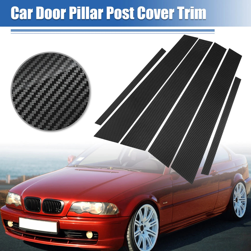 Gloss Carbon Pattern Door Window Pillar Post Cover Trim for BMW 3 Series (1998–2006)