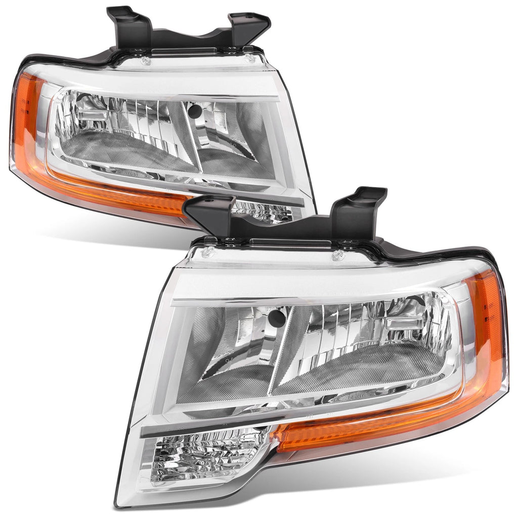 OE Style Chrome Housing Clear Lens Headlights Pair for Ford Expedition (2015–2017)