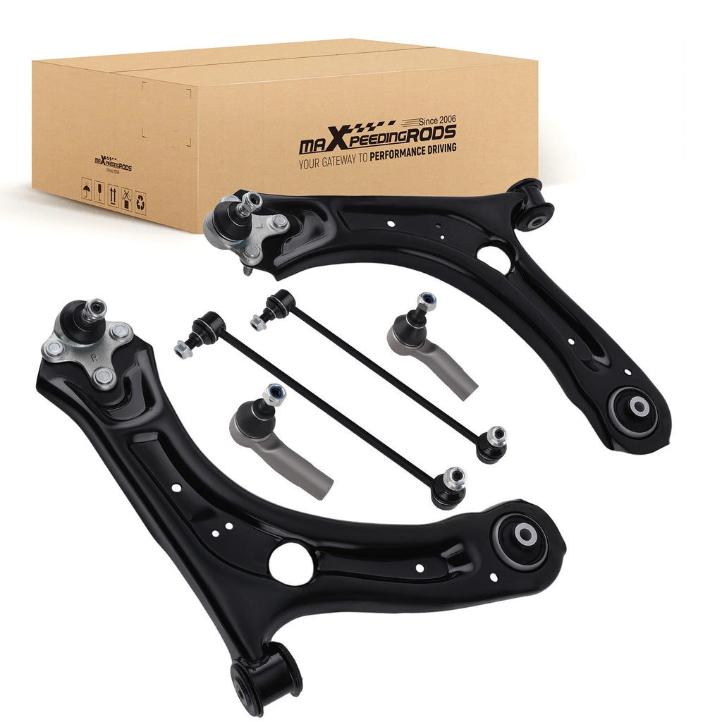 Set of 2 Front Lower Control Arms Ball Joint Sway Bar Tie Rod for VW Passat Beetle (2012–2017)