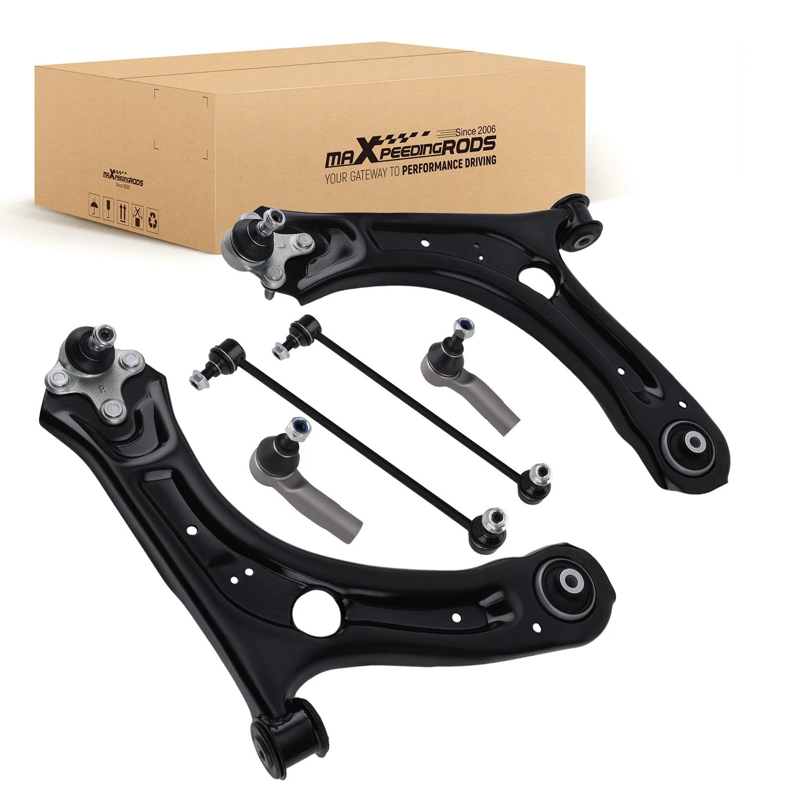 Set of 2 Front Lower Control Arms Ball Joint Sway Bar Tie Rod for VW Passat Beetle (2012–2017)
