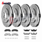 Front & Rear Drilled Slotted Rotors + Ceramic Brake Pads for Ford F-150 (2010–2011)