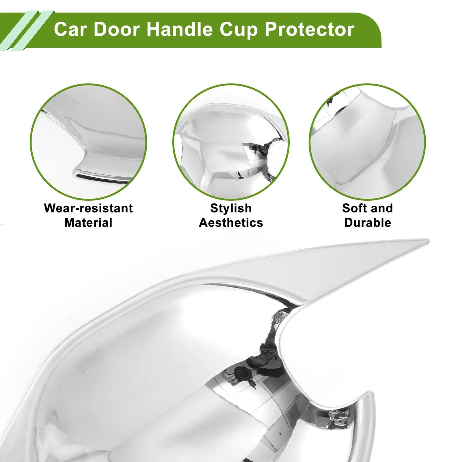 Set of 4 Chrome Door Handle Cup Protectors for Mitsubishi Outlander 
