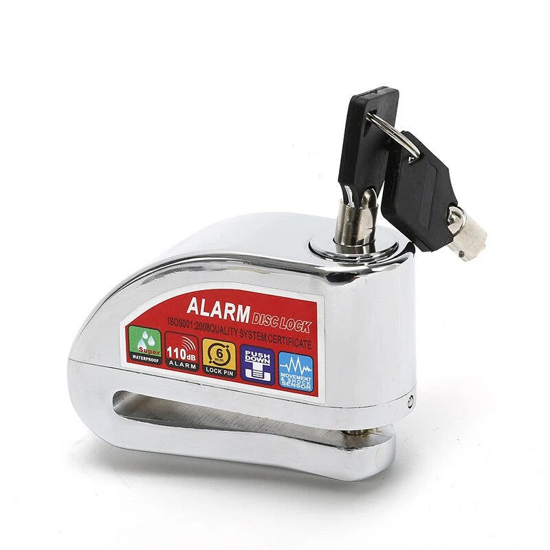 Disc Brake Rotor Lock with Electronic Alarm for Motorcycle Scooter