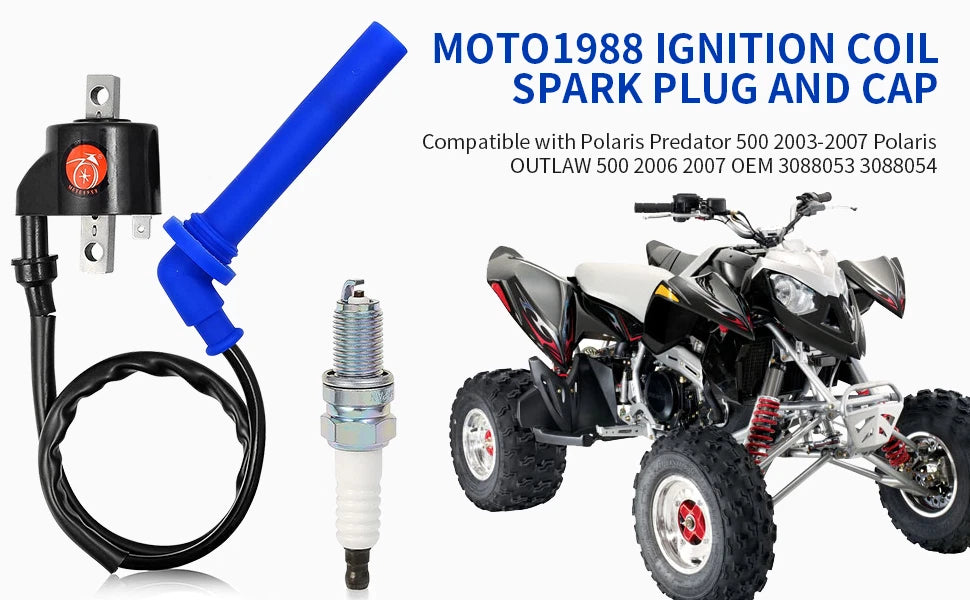 Ignition Coil & Spark Plug for Polaris Predator 500 (2003–2007)