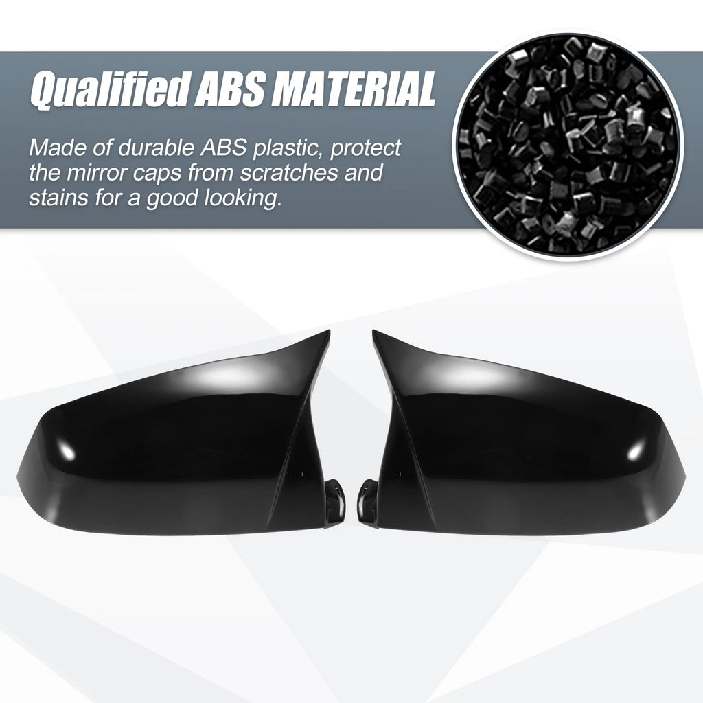 Pair Door Rearview Mirror Cover Cap Gloss Black for BMW 525i 528i 530i 535i 550i (2001–2007)