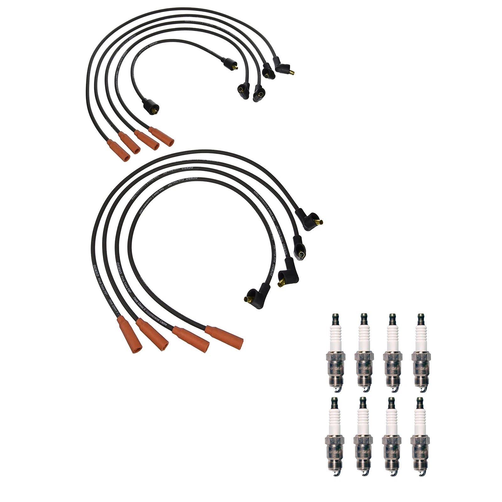 Denso 7mm Wire Set & 8 Iridium TT Spark Plugs Kit for Ford Mercury V8