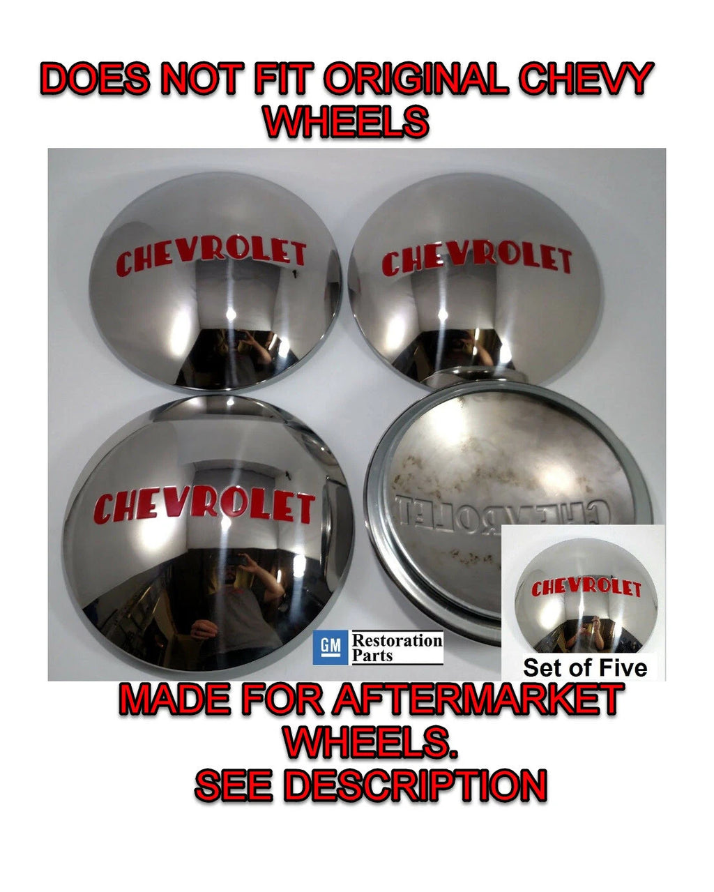Set of 5 Stainless Hubcaps for Chevrolet 1/2 Ton Truck (1947–1953)