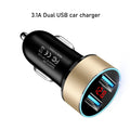 3.1A Dual USB Car Charger with LED Voltage Display for 12V-24V Vehicles