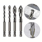 Set of 4 Hex Shank Eccentric Drill Bits 6mm 8mm 10mm 12mm for Tile Wood Glass Plastic