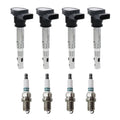 Set of 4 Ignition Coils & Denso Iridium Spark Plugs for A4 A6 GTI Tiguan Jetta