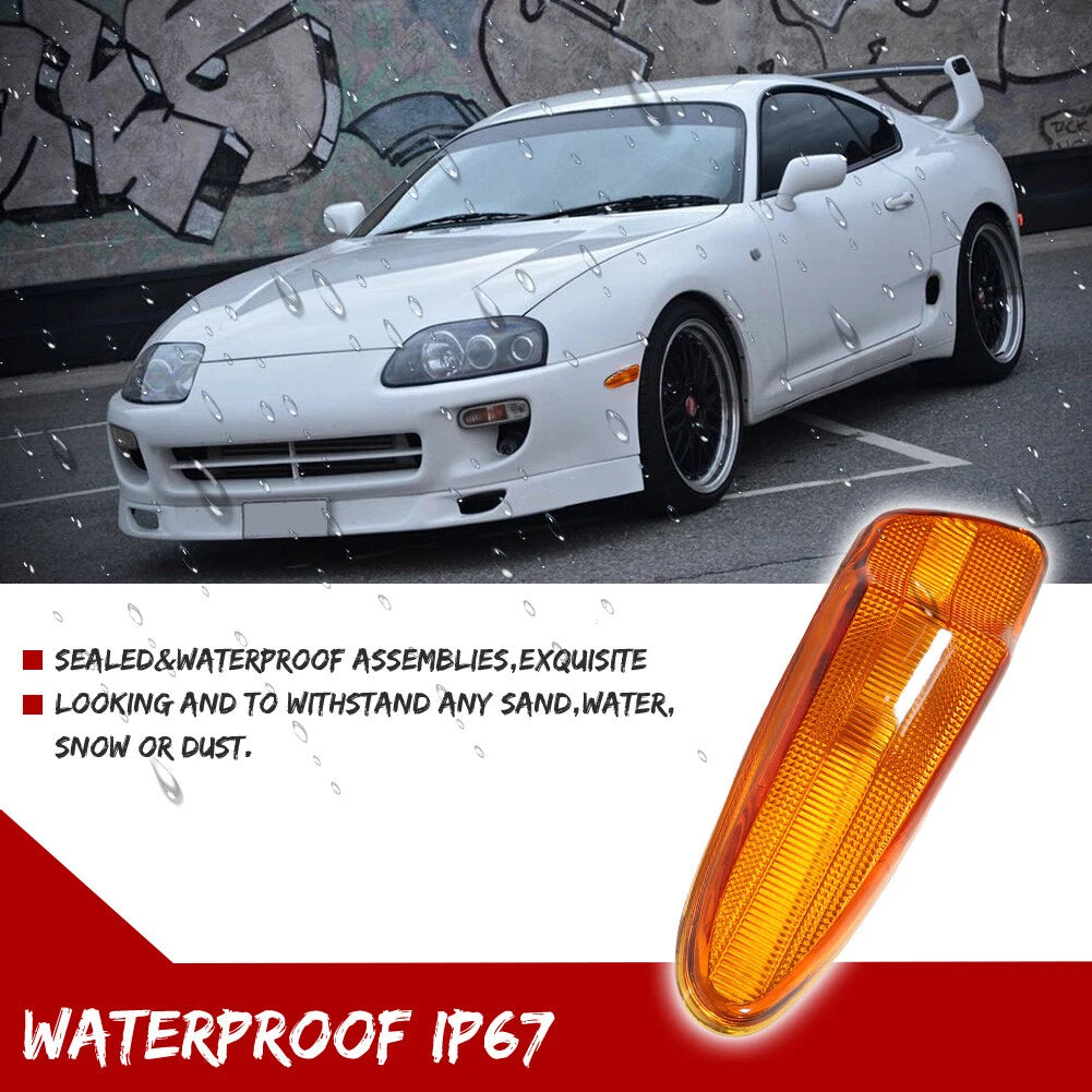 Set of 2 Amber Lens Front Bumper Side Marker Lights for Toyota Supra (1997–1998)