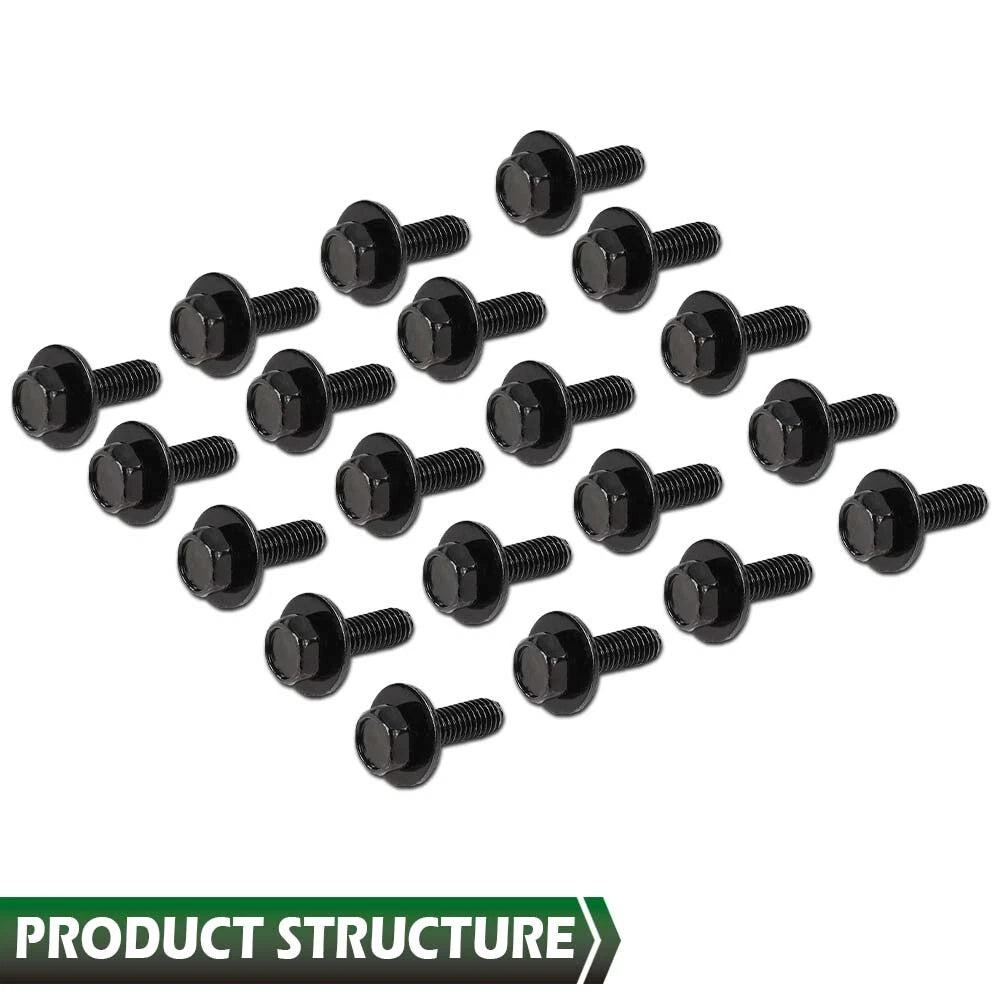 Set of 20 Body Bolts for Honda (M6-1.0 x 20mm, 10mm Hex, 17mm Washer)