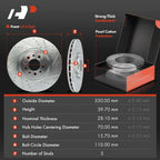 Front Drilled Brake Rotors & Ceramic Pads for Jeep Cherokee KL (2014–2022)