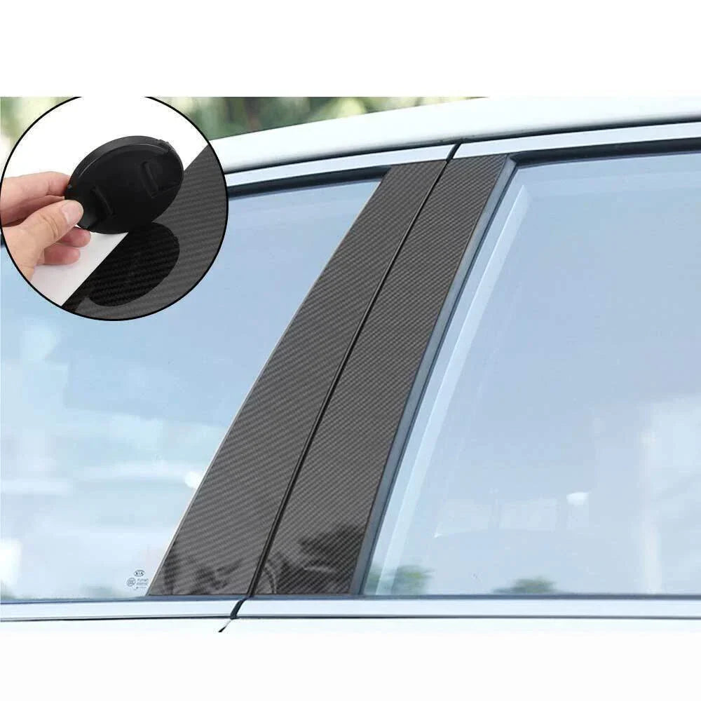 6X Carbon Fiber Door Window Trim Posts Covers for Porsche Macan (2014–2022)