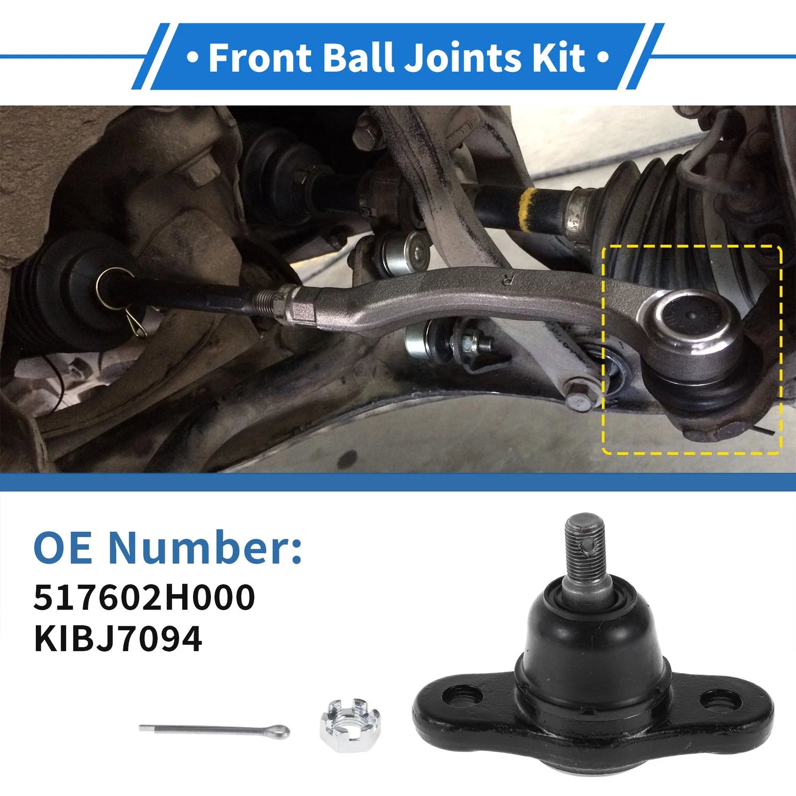2X Front Lower Ball Joints for Hyundai Elantra (2005–2011) No. 517602H000/KIBJ7094