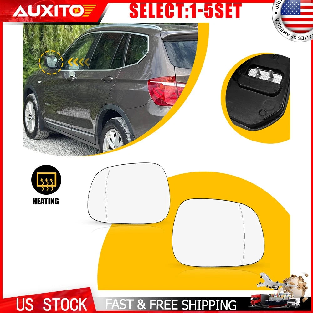 Set of 2 Heated Side Mirror Glass for BMW X3 (2011–2014)