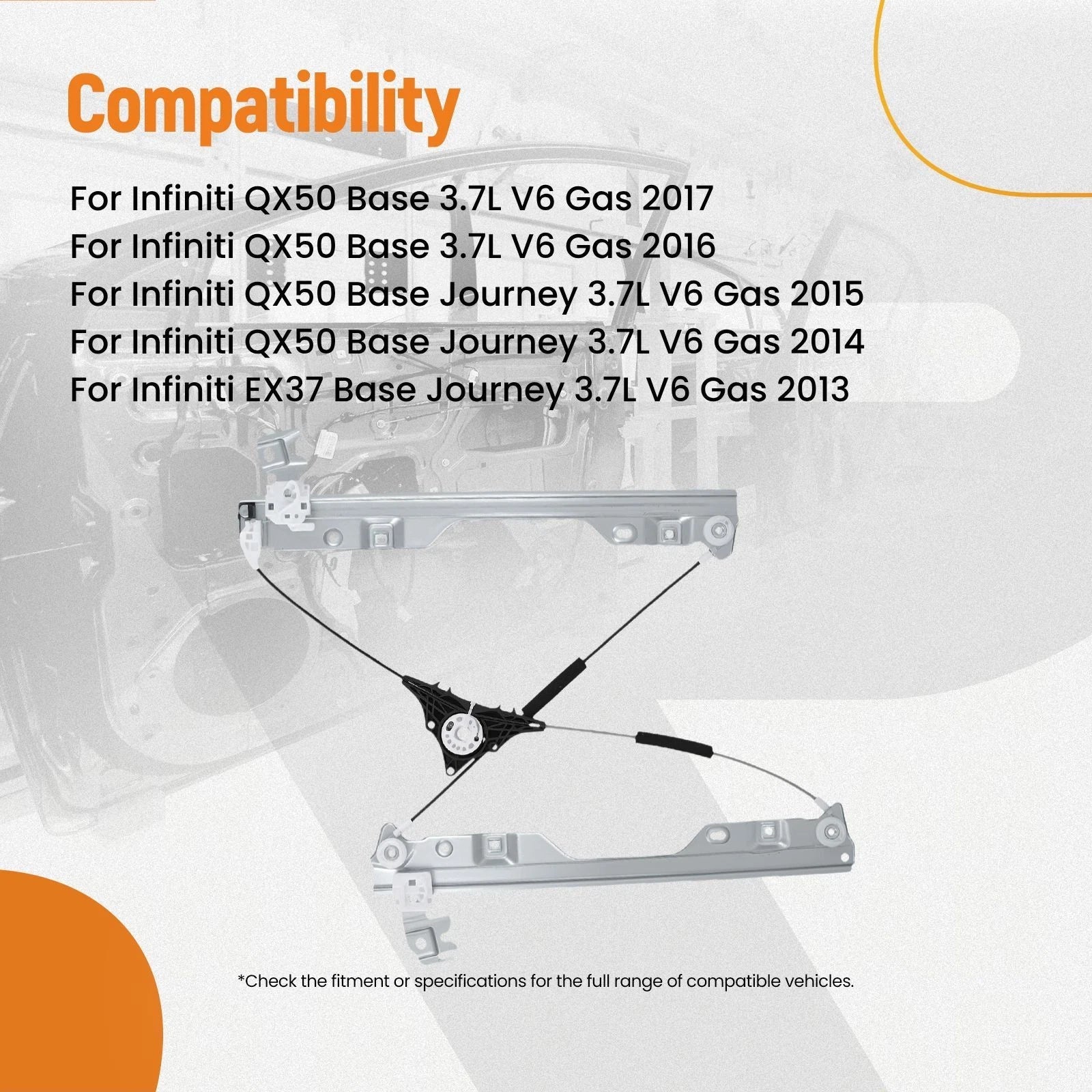 Front Left Power Window Regulator for Infiniti QX50 (2014-2017)