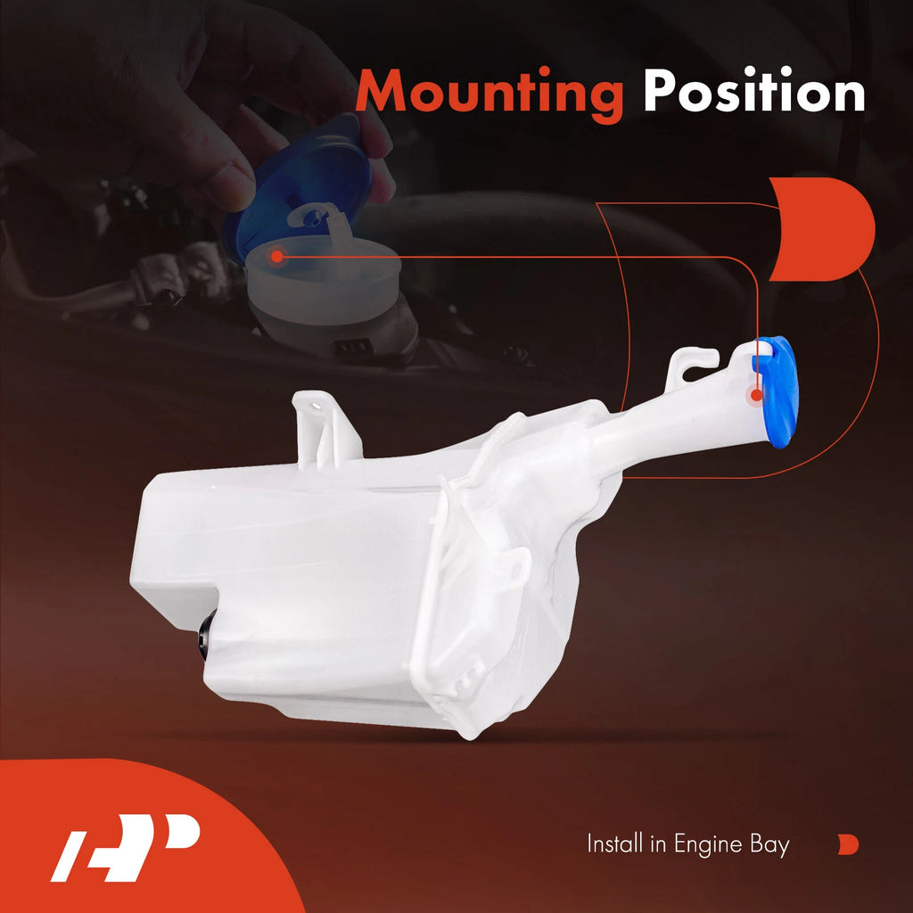 Windshield Washer Reservoir with Cap, Pump & Sensor for Kia Forte (2014-2016)