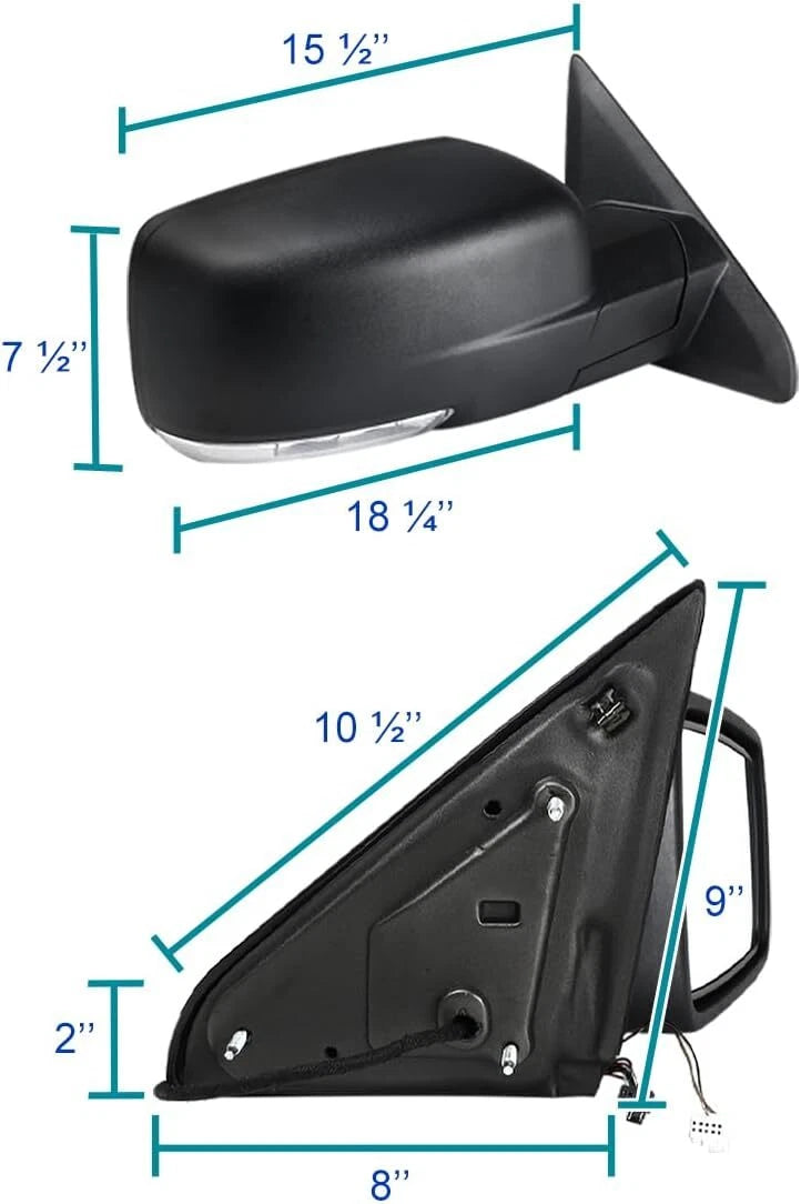 Right Side Power Folding Mirror Cover for Ram 1500 (2013–2019) - Black, Signal
