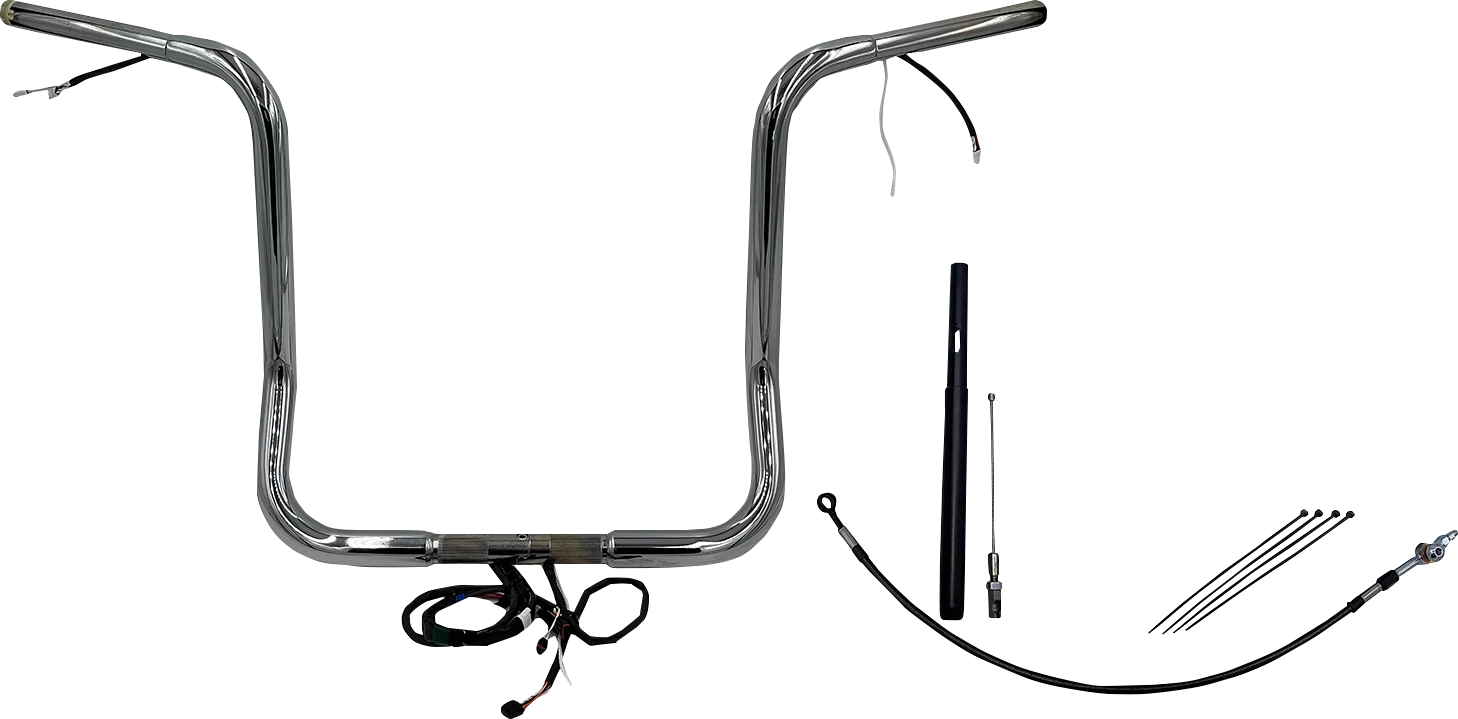 1-1/4" Round Top Handlebar Kit for Harley Davidson (EZ Install, 16", Chrome)