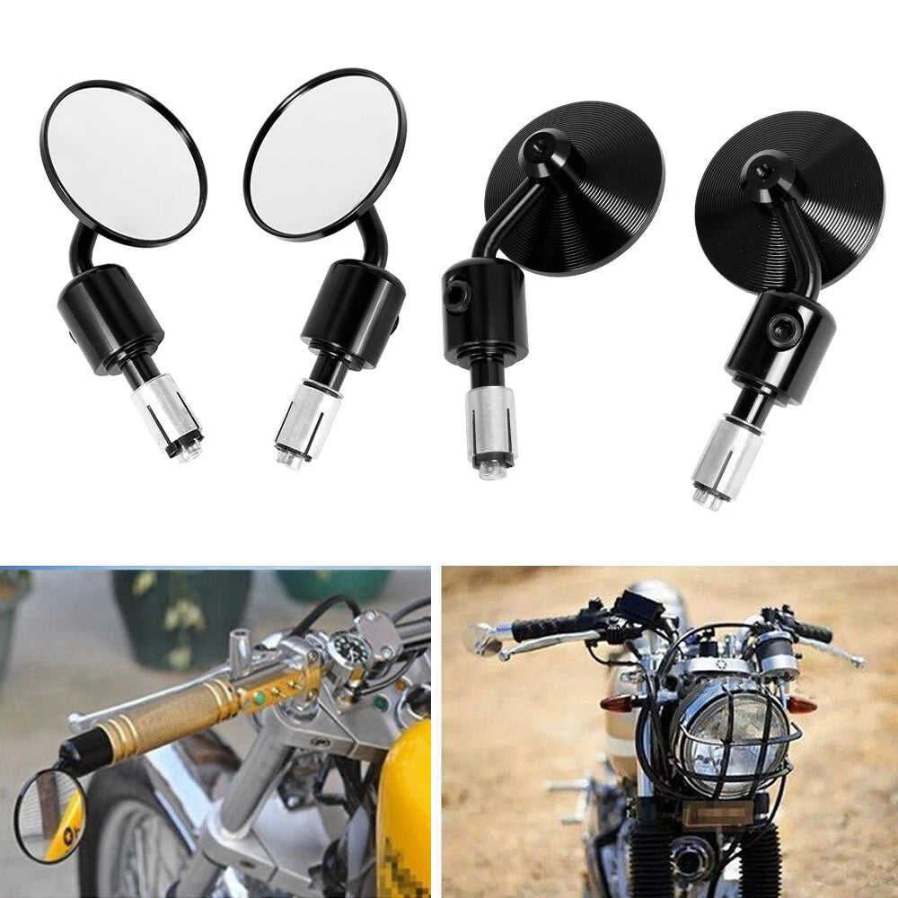 Handle Bar End Mirrors for Motorcycle (7/8", Round)