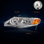 Chrome Housing Headlight Amber Corner Signal Lamps for Honda Civic Sedan (2006–2011)