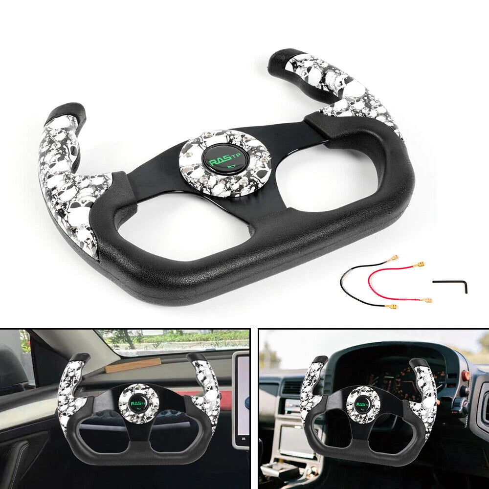 13in Universal U Shape Flat Drift Racing Steering Wheel with Horn Button