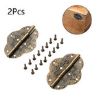 Set of 2 Antique Bronze Embossing Hinges for Jewelry Box Drawer Cabinet