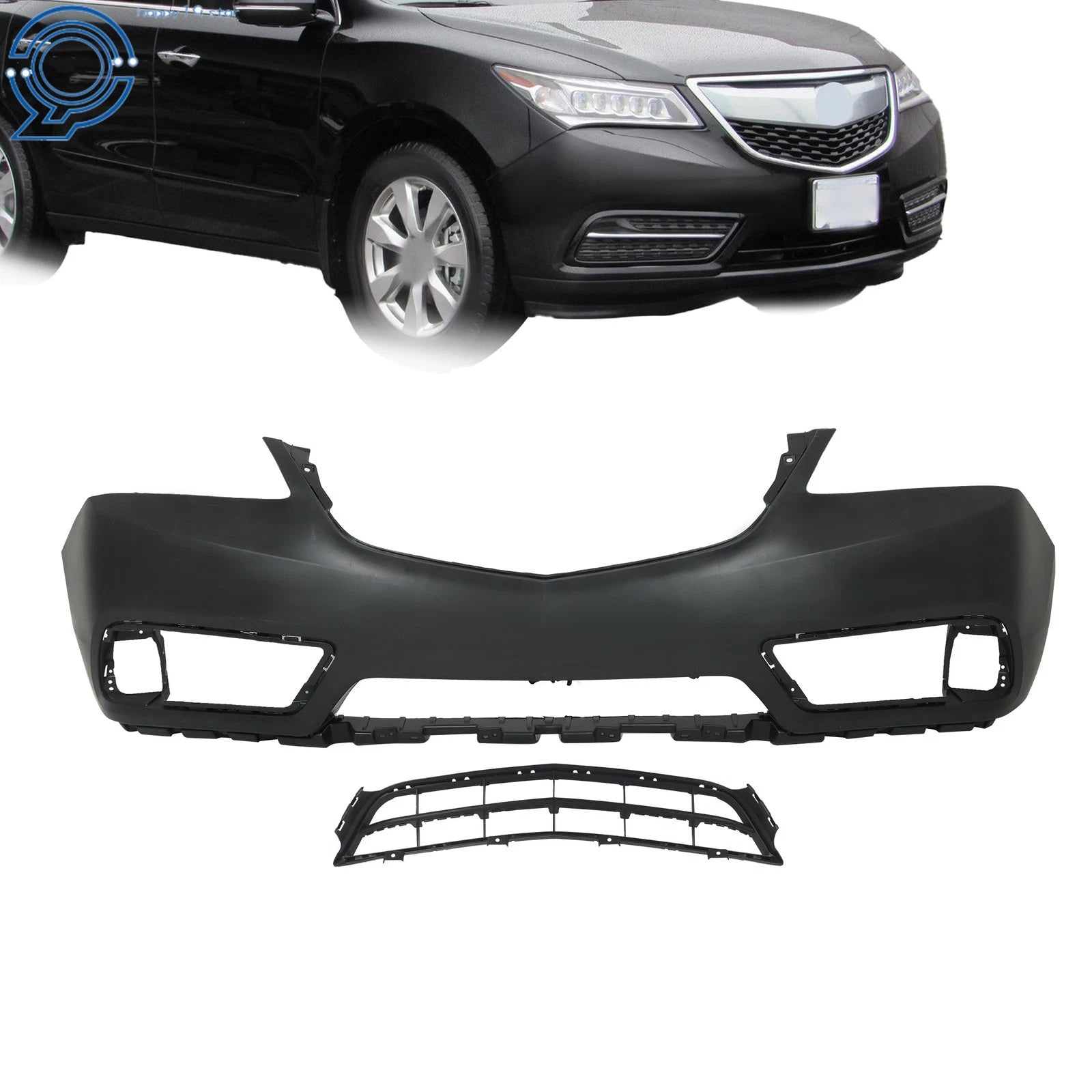 Front Bumper Cover for Acura MDX (2014–2016) with Fog Light Cut, Lower Grille