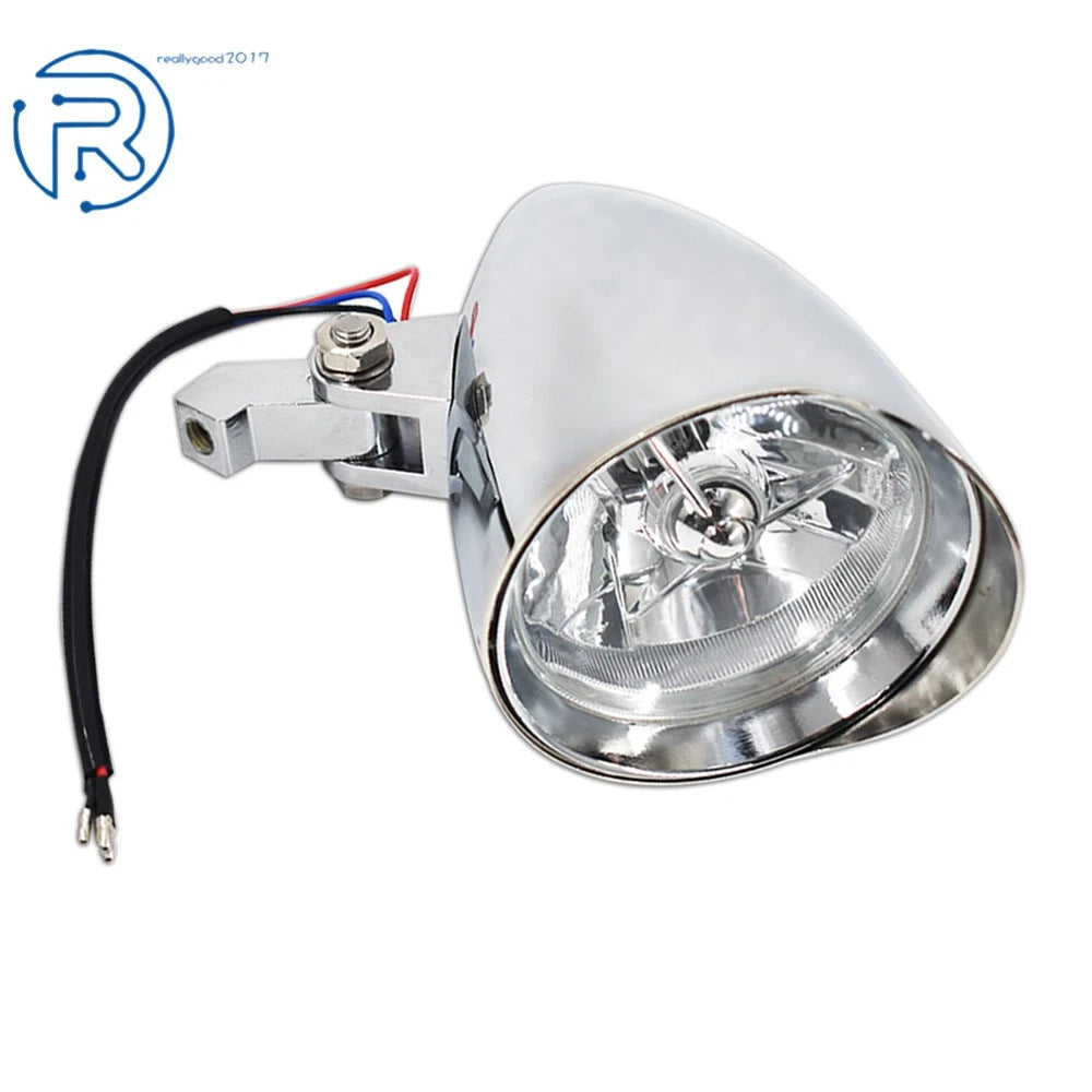 Chrome Headlight Visor for Bobber Chopper Dyna (12V)