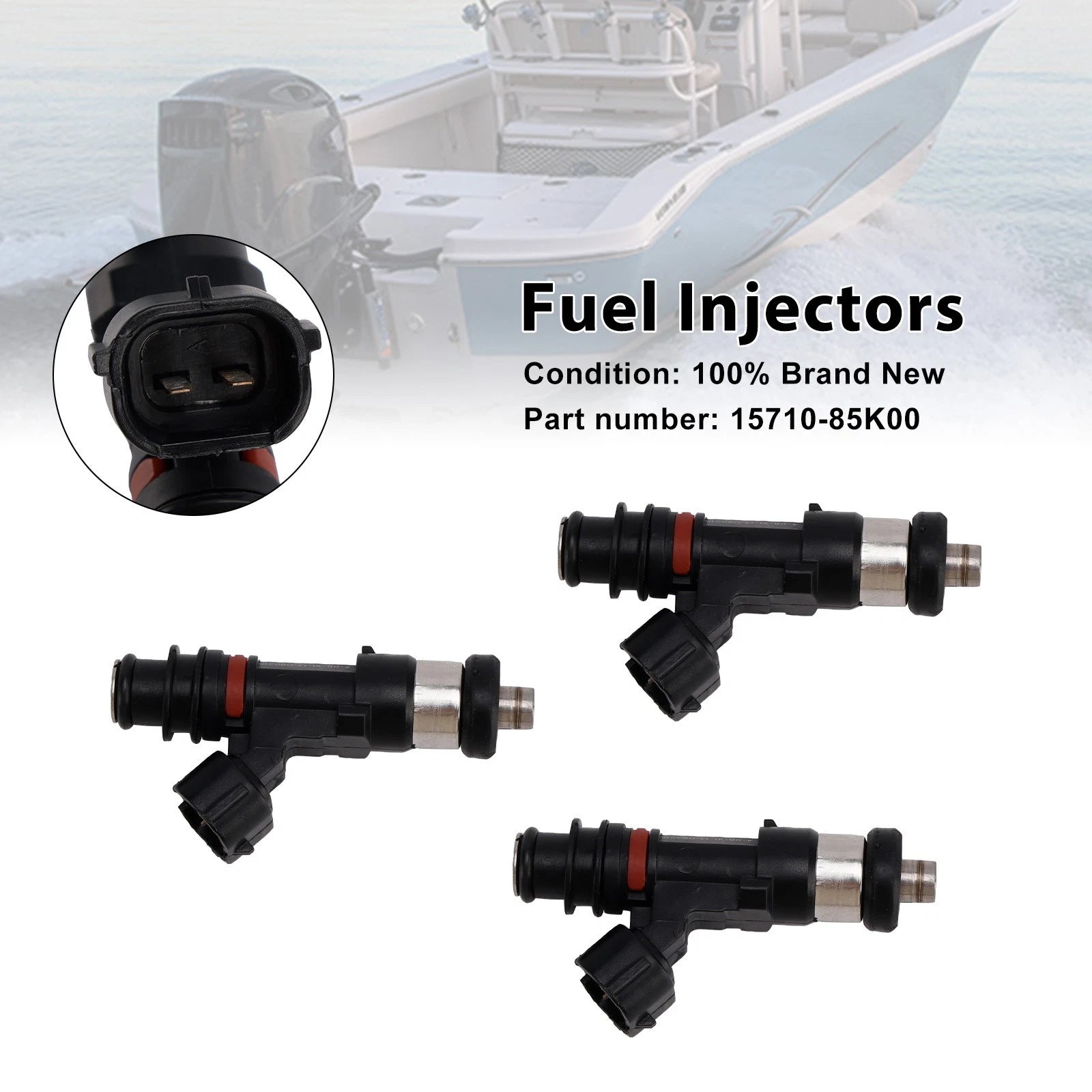 3X Fuel Injectors 15710-85K00 for Suzuki DF40A DF50A DF60A (2000–2023)