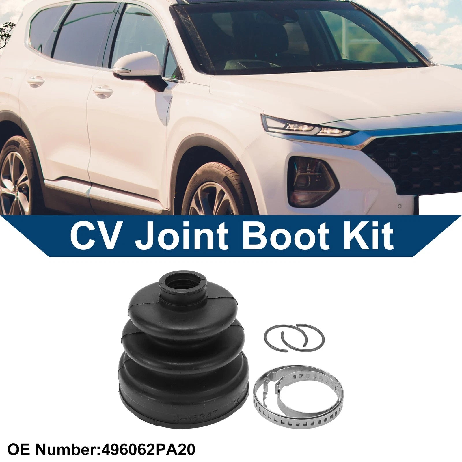 Inner CV Joint Boot Kit w/ Clamps for Hyundai Santa Fe (2009–2012)