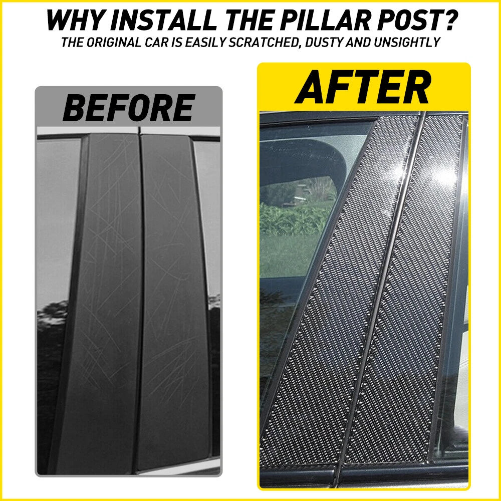 6x Carbon Fiber Door Pillar Posts Cover Trim for Infiniti G35 G37 (2002–2013)