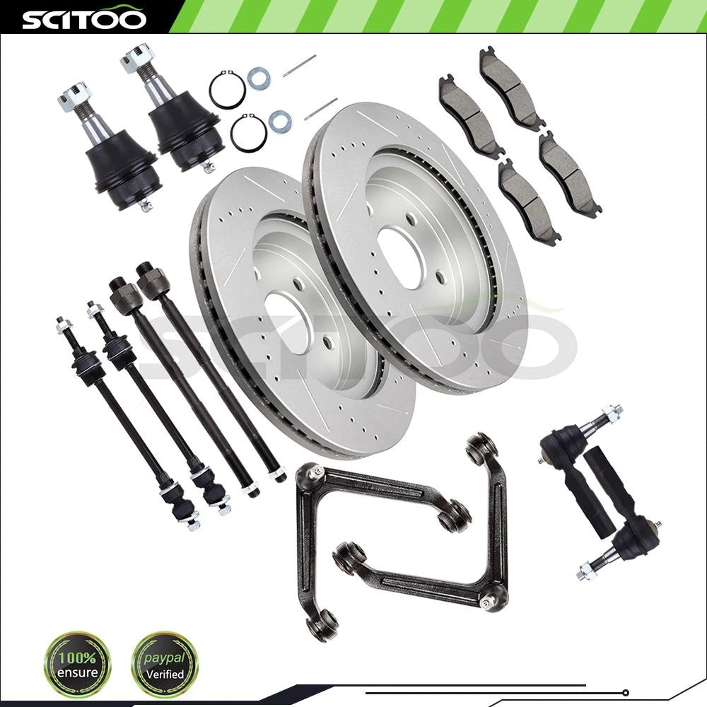Front Control Arm Tie Rod End & Brake Rotor Pad for Dodge Ram 1500 (2002–2005)