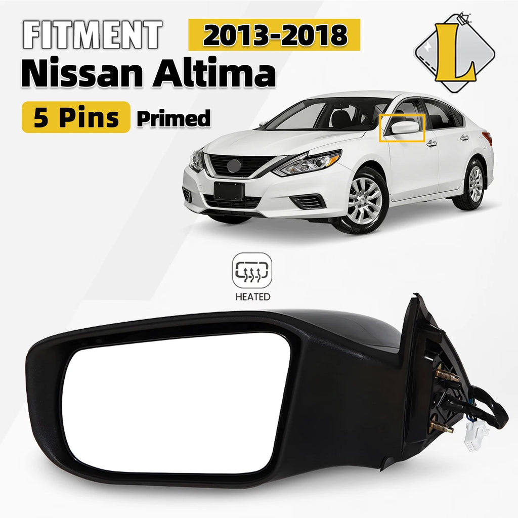 Left Side Door Mirror for Nissan Altima (2013–2018) Heated Power 5 Pin Primed