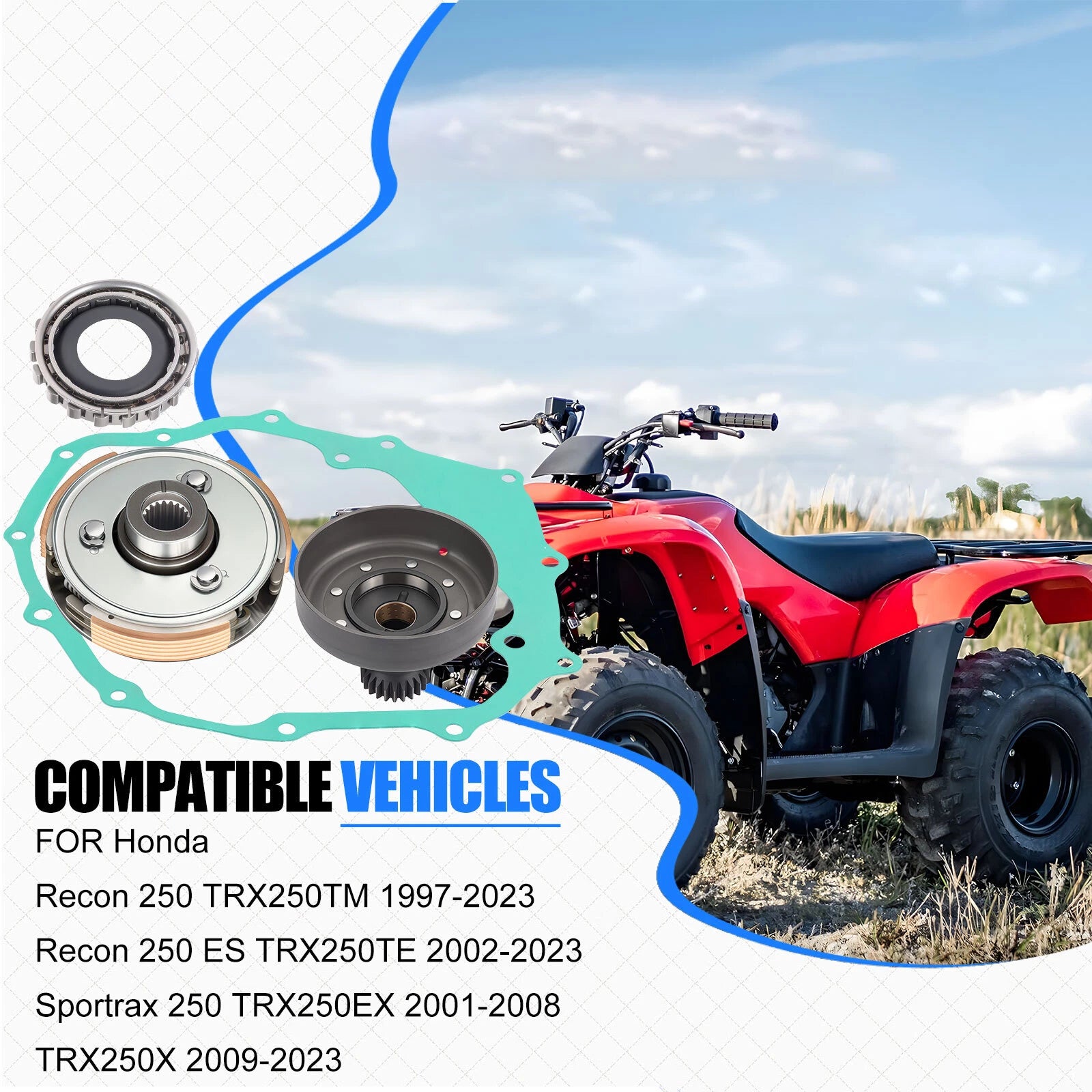 Wet Clutch Carrier Drum Housing for Honda Recon 250 TRX250TE TM TRX250EX/X (1997-2023)