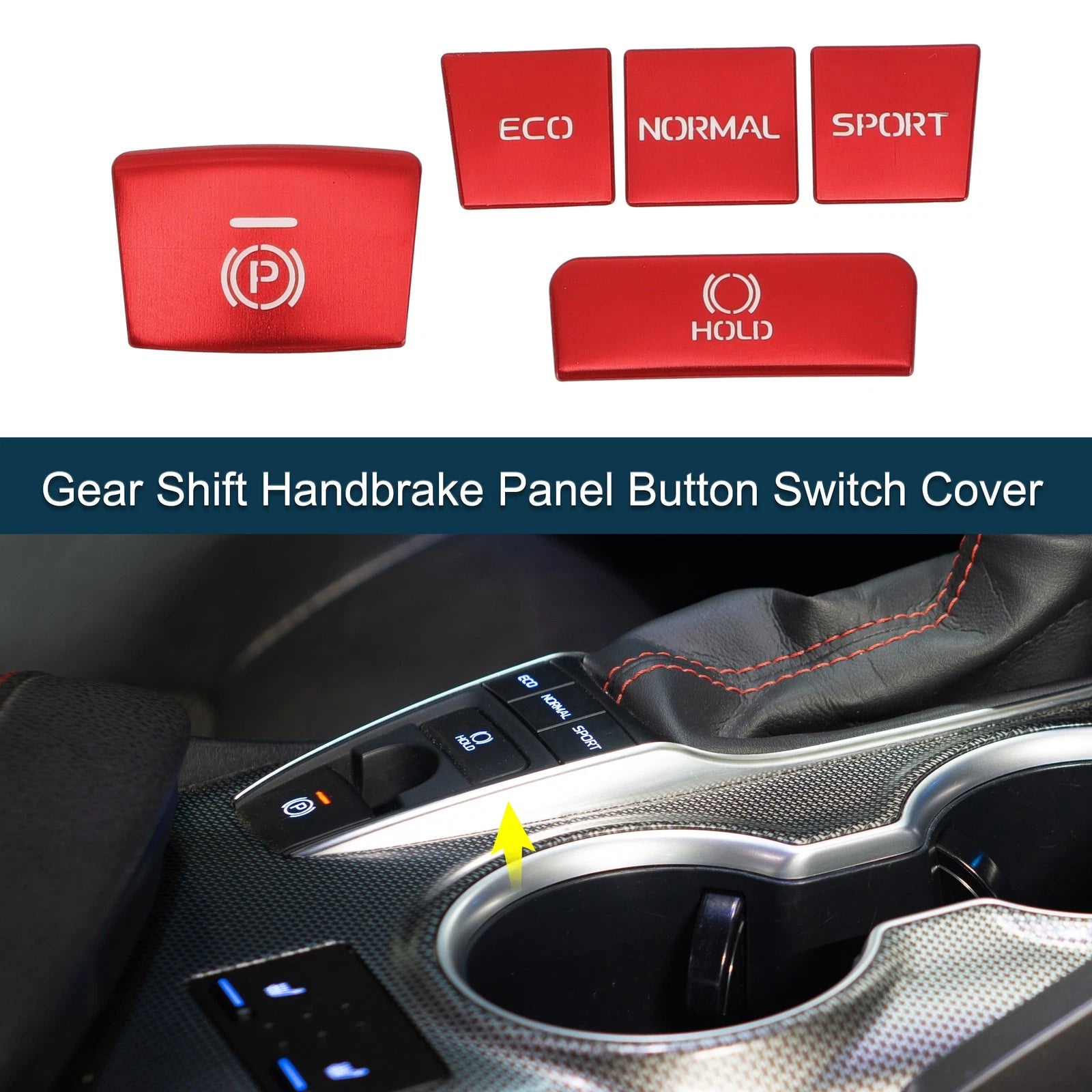 Set of 1 Gear Shift Handbrake Panel Button Switch Cover for Toyota Camry (2018–2022) Red