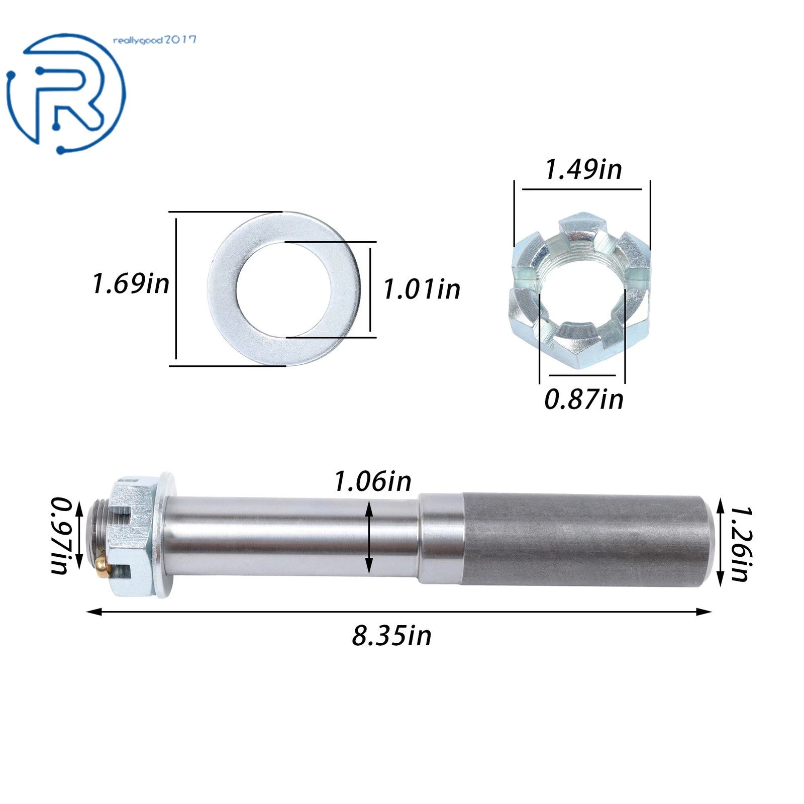 Trailer Spindle for BT16 Trailer Axle (2000 lb Capacity, 1.25" Shank)