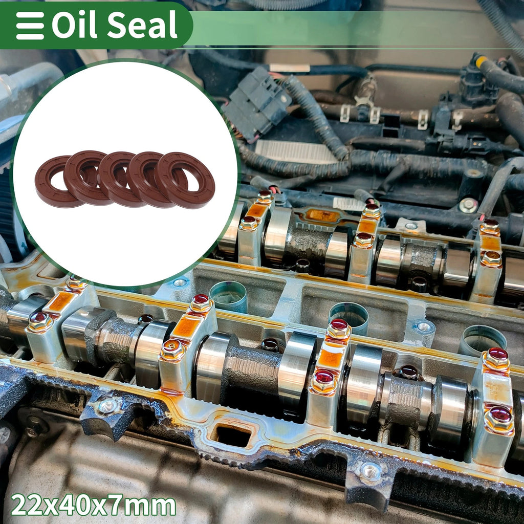 Set of 5 Oil Seal Rotary Shaft Seal FKM Rubber 22x40x7mm