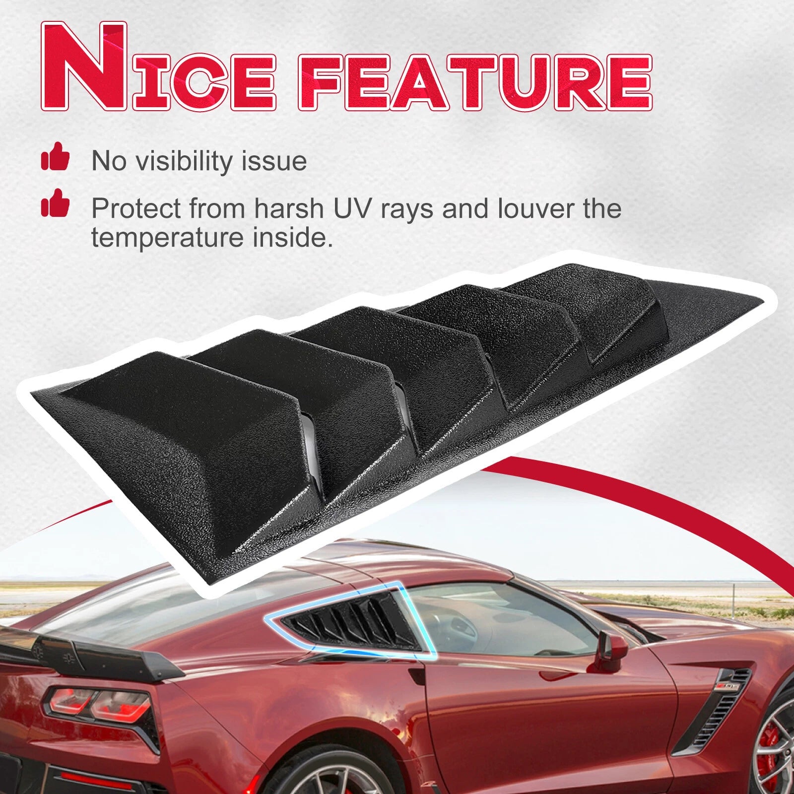 Side Window Louver Cover Sun Shade for Corvette C7 (2014-2019)