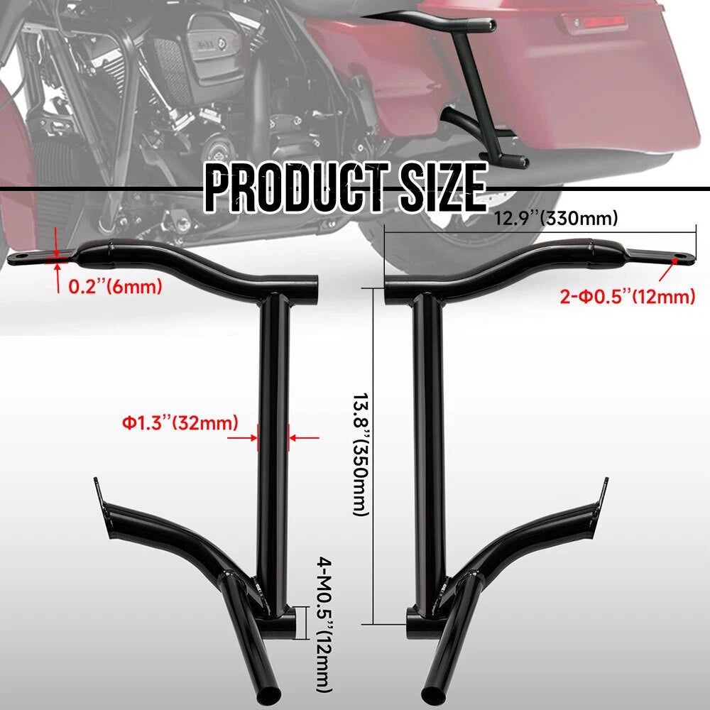 Rear Saddlebags Guards Crash Bars for Harley Touring Road Street Glide (2014–2025)
